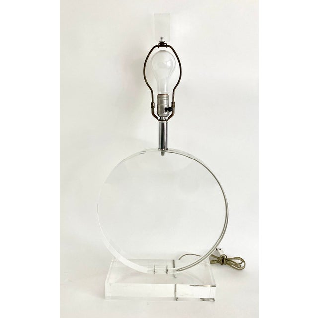 Exceptional 1970s French Mid-Century Modern thick Lucite lamp in the Springer style is in remarkable condition signed on...