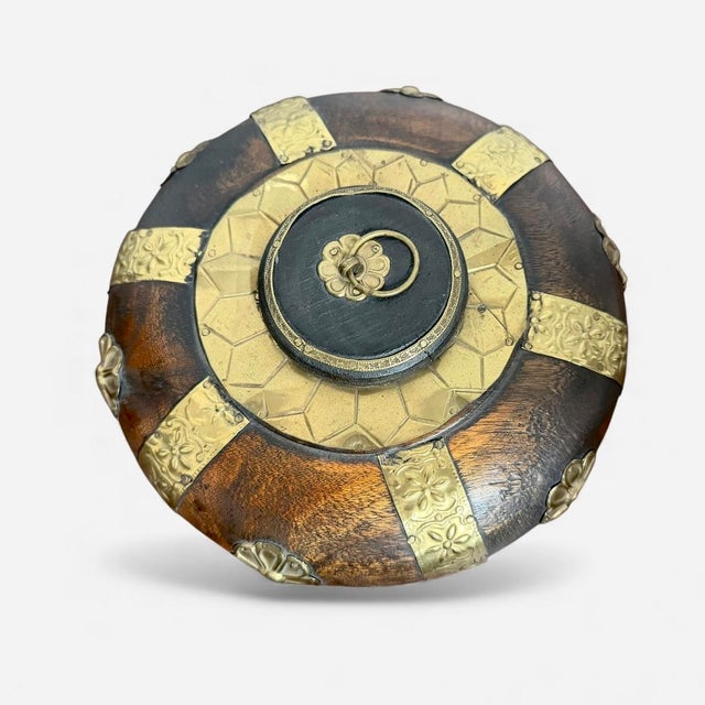 Wood Mid-Century Decorative Wooden Box with Brass Mounts For Sale - Image 7 of 7