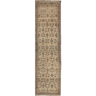 Vintage Hamadan Runner in Neutral Warm Tones of Taupe, Brown, L. Brown For Sale