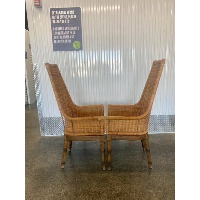 1970s High Back Wicker Dining Chairs by Flair Chairish