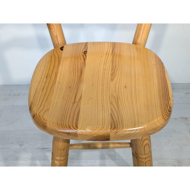 Pine Bar Stool with Backrest For Sale - Image 11 of 18