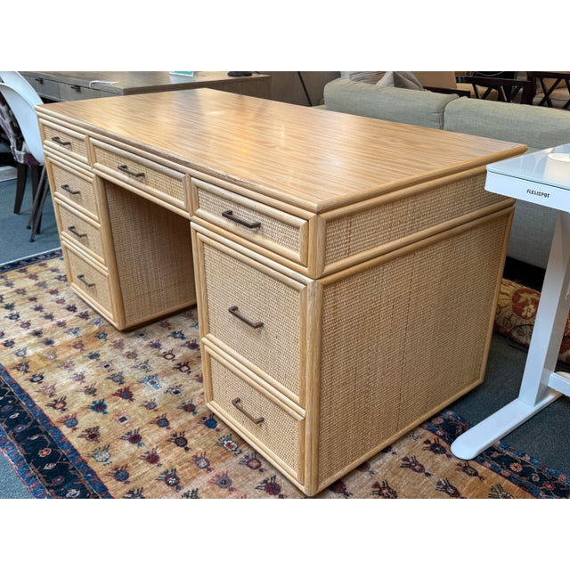 Bielecky Brothers Rattan Desk With Filing Drawers For Sale In San Francisco - Image 6 of 14