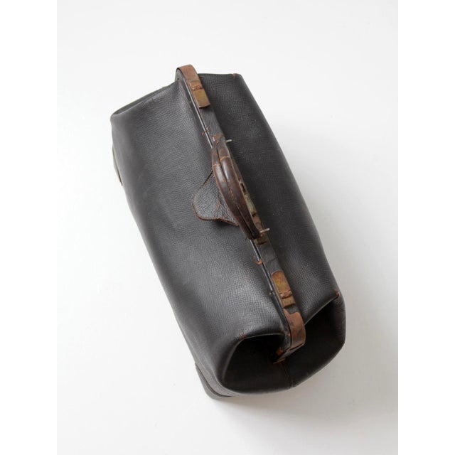 Antique Black Leather Doctor's Bag For Sale - Image 6 of 12