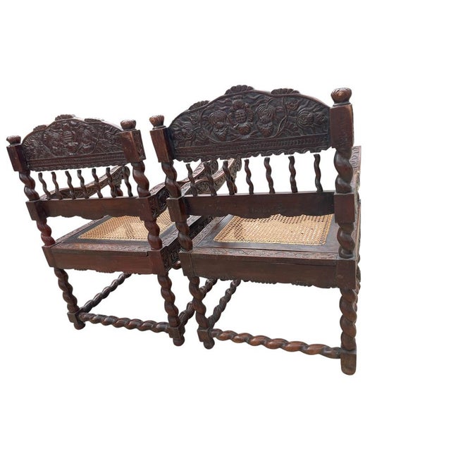 Antique Armchairs in Padouk Wood, Set of 2, in Flawless conditions. Designed before 1890
