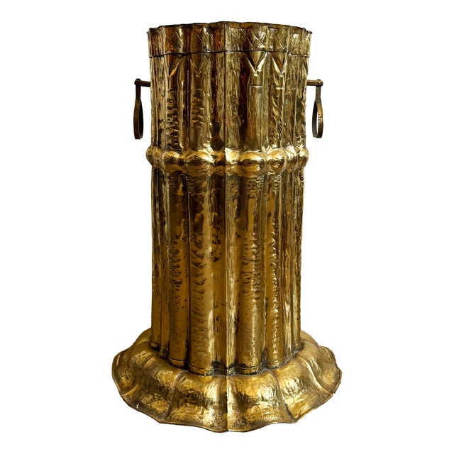 Vintage Hollywood Regency Italian Brass Umbrella Stand, 1950s For Sale