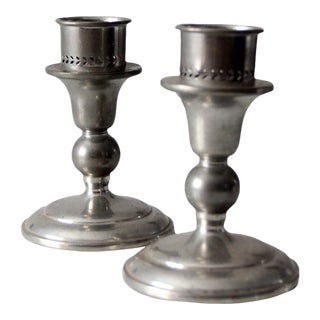 Vintage Revere Pewter Candlestick Holders Pair For Sale