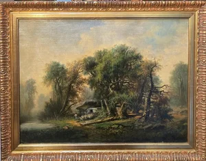 Alfred Williams, Woodland Landscape, 19th Century, Oil on Canvas, Framed