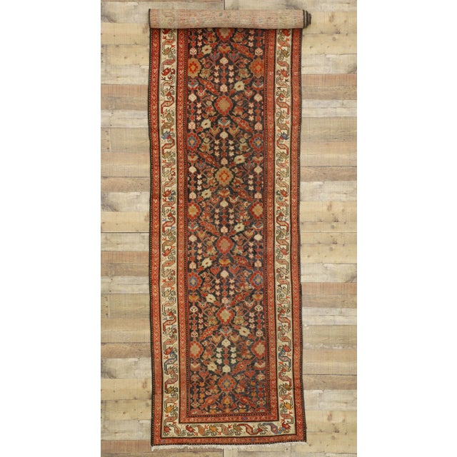 Navy Blue Antique Persian Malayer Rug Runner, 03'05 X 13'05 For Sale - Image 8 of 10