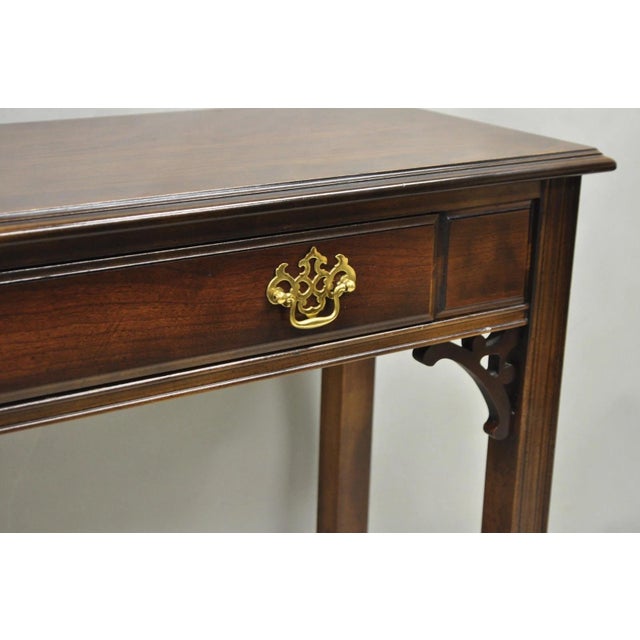 Late 20th Century Vintage Lane Altavista Georgian Chippendale Cherry Wood Small Console Table For Sale - Image 5 of 15