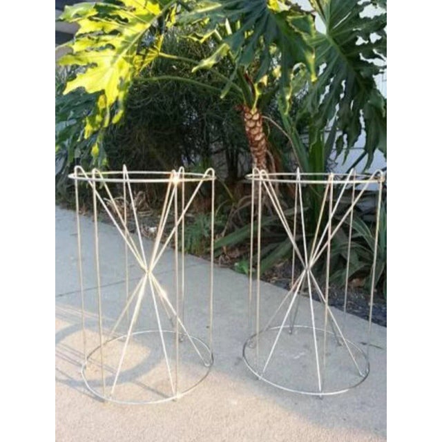 VERNER PANTON MID CENTURY MODERN HOLLYWOOD REGENCY Chrome Table Bases. Listing Is For 2 Chrome Wire Bases Attributed....