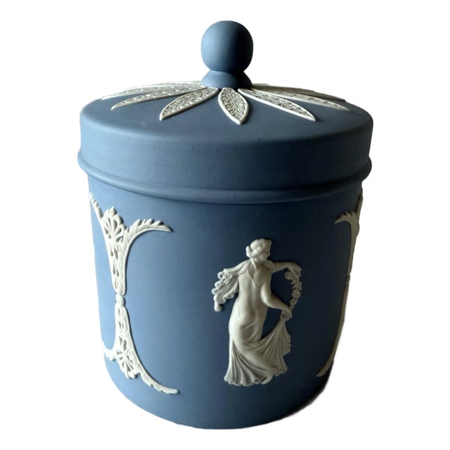 Vintage Wedgwood Jasperware Vanity Jar With Lid For Sale