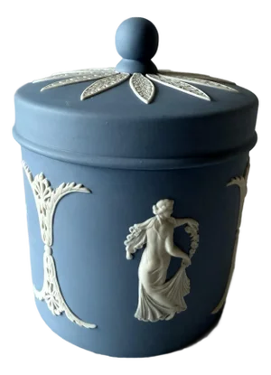 Vintage Wedgwood Jasperware Vanity Jar With Lid