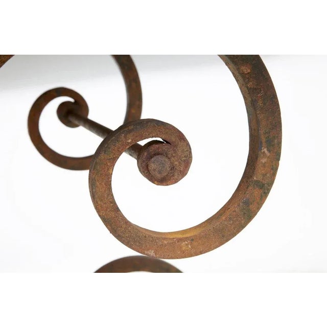 1920s French Iron Baker Table with Marble Top, 1920s For Sale - Image 5 of 7