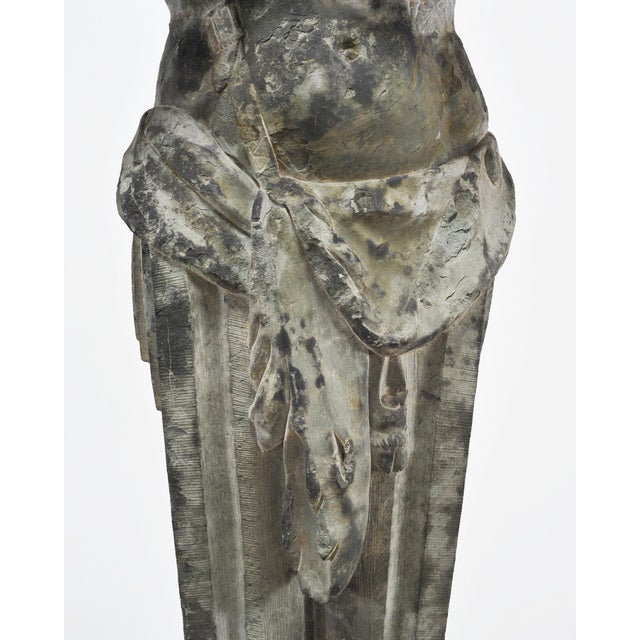 Gray Hellenistic Greco-Roman Hermes Stone Marble Sculpture 5 Ft For Sale - Image 8 of 18