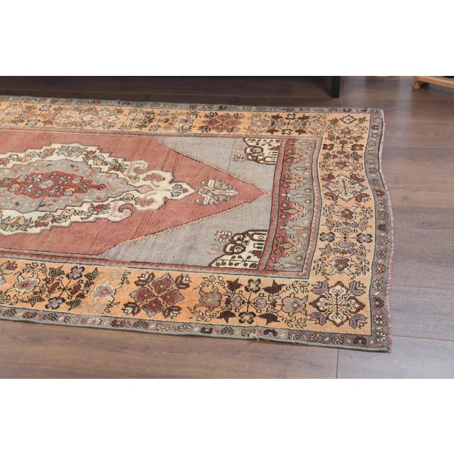 Vintage Turkish Oushak Handmade Wool Cotton Red Area Rug For Sale - Image 6 of 11