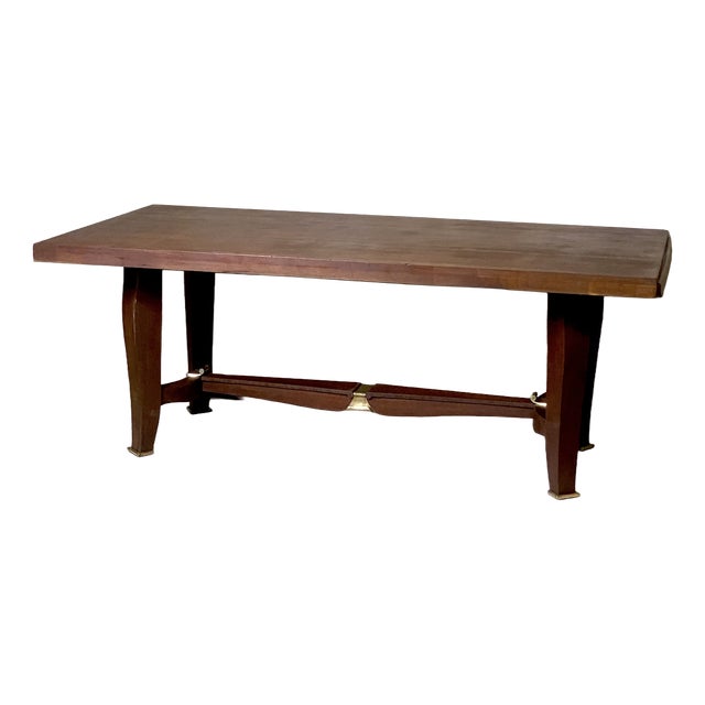 Art Deco Table in Wood and Gilded Brass, 1930 For Sale