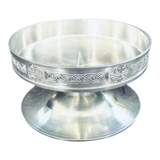 Mullingar Pewter Ireland Stem Candle Holder - Celtic Cross & Knotwork Design - 4.75" For Sale