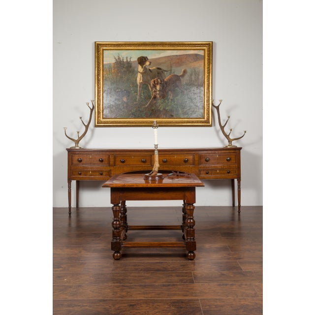 Early 20th Century arly 20th Century English Deer Leg Wired Table Lamp Dated 1908, Mounted on a Circular Wooden Base For Sale - Image 5 of 11