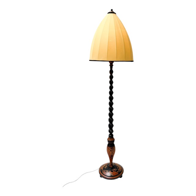 Dutch Art Deco Batik Floor Lamp by Hans Steinpatz, 1920s For Sale
