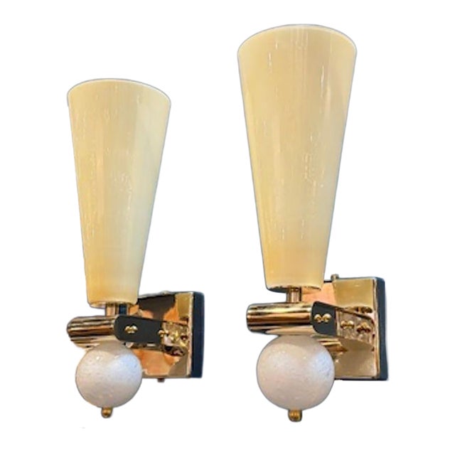 Pair of Modern Murano Cone Shape Sconces For Sale