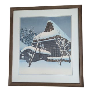 Signed LTD Ed Ted Colyer Large Woodblock Print "Winter Hida" — 1978 For Sale