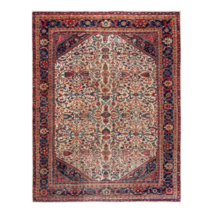 Stunning Ivory Open Field and Allover Design Sultanabad Style Antique Persian Rug