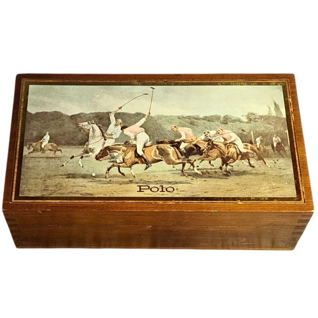 1960s Vintage Ralph Lauren Polo Box Polo Players Equestrian Motif For Sale - Image 5 of 6