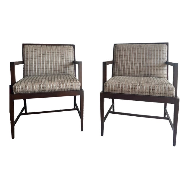 Pair of Contemporary Armchairs by HBF – Walnut Frames & Geometric Upholstery, 2000 For Sale