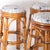 Rattan Stools with Seat Cushions, 1970s, Set of 6 For Sale - Image 4 of 11