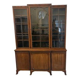 Antique Edwardian Mahogany Breakfront Bookcase, 1900s For Sale