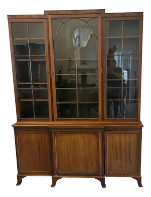 Antique Edwardian Mahogany Breakfront Bookcase, 1900s