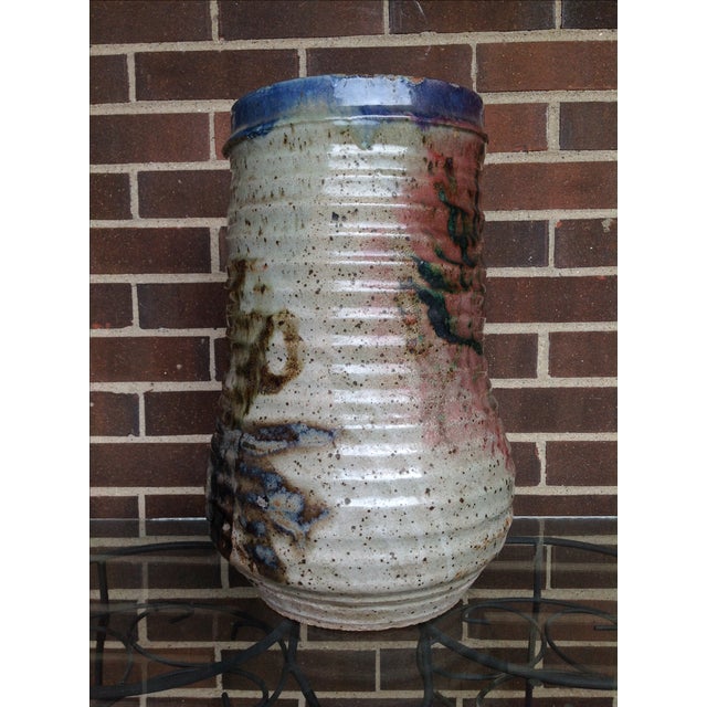 Abstract 1970s Studio Pottery Floor Vase For Sale - Image 3 of 11