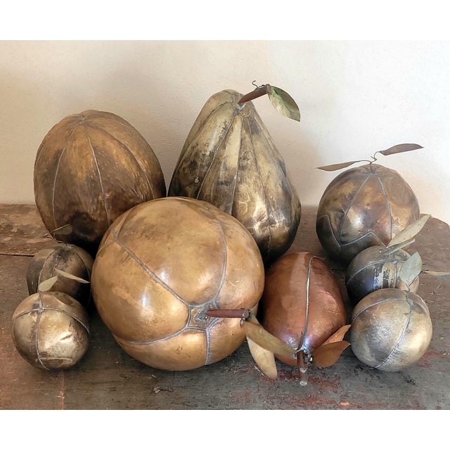 Vintage Italian Brass Fruit Sculptures, 1960s, Set of 8 For Sale - Image 8 of 11