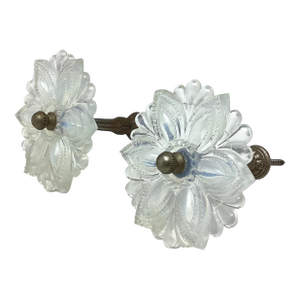Antique 19th Century Sandwich Opalescent Glass Flower Drapery Tieback Pair