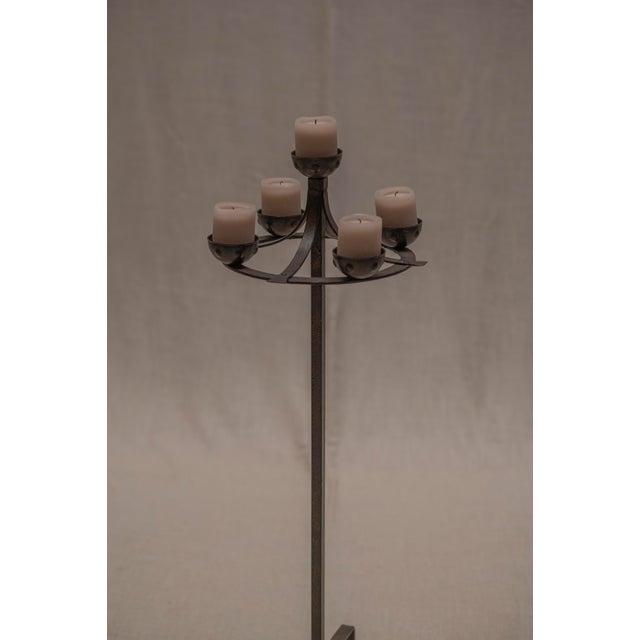 Brutalist Mid-Century French Patinated Metal Floor Torch, 1960s For Sale - Image 3 of 13