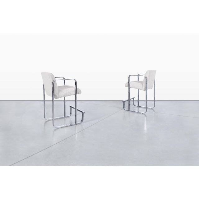 1970s Mid-Century Modern Chrome Counter Stools - Set of 2 For Sale - Image 10 of 12