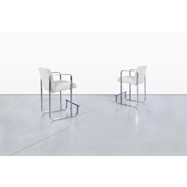 Mid-Century Modern Chrome Sled-Base Counter Stools, 1970s For Sale - Image 10 of 12