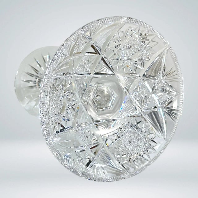 American Vintage American Brilliant Cut Glass Style Compote For Sale - Image 3 of 7