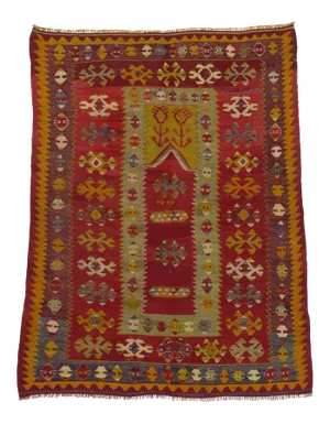 Vintage Turkish Prayer Kilim Rug - 4'3" x 5'4"