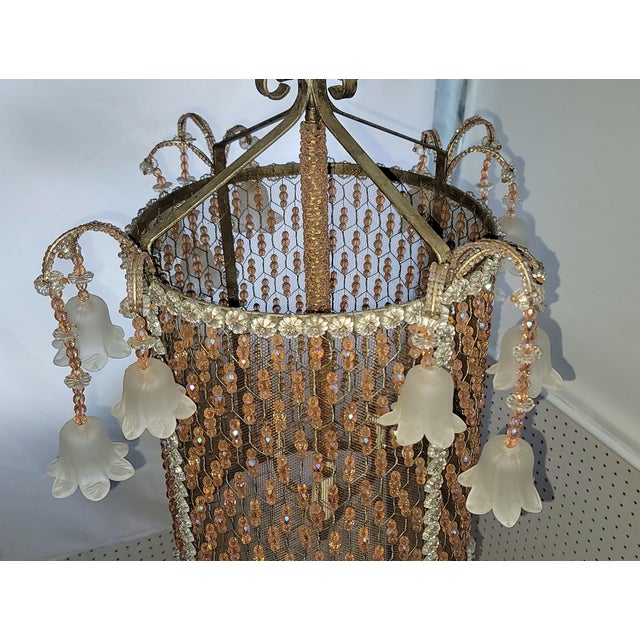Three Light Beaded Pendant Fixture by Mario Lighting Inc. For Sale In Los Angeles - Image 6 of 7