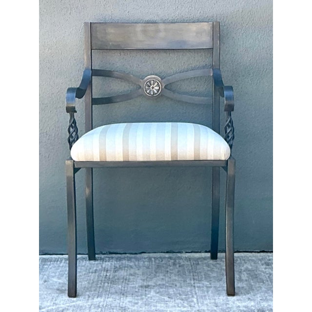 Hollywood Regency Vintage Twisted Iron Arm Chair For Sale - Image 3 of 12