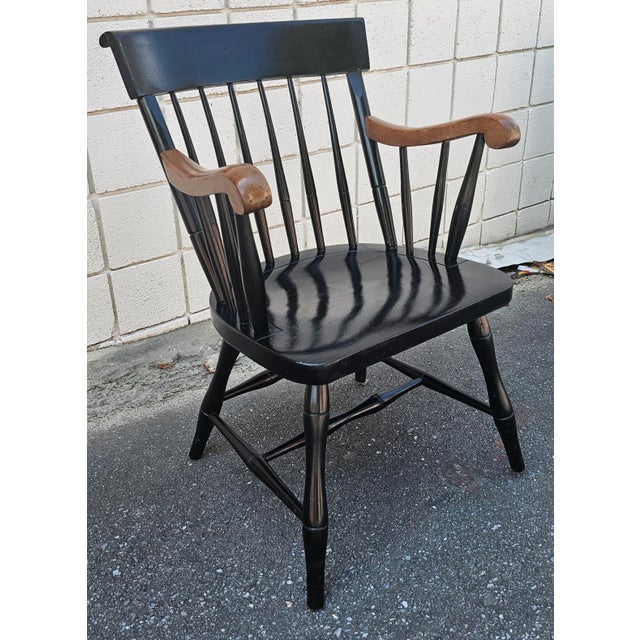 Nichols & Stone Nichols and Stone 20th Century Ebonized Maple Windsor Armchair For Sale - Image 4 of 11