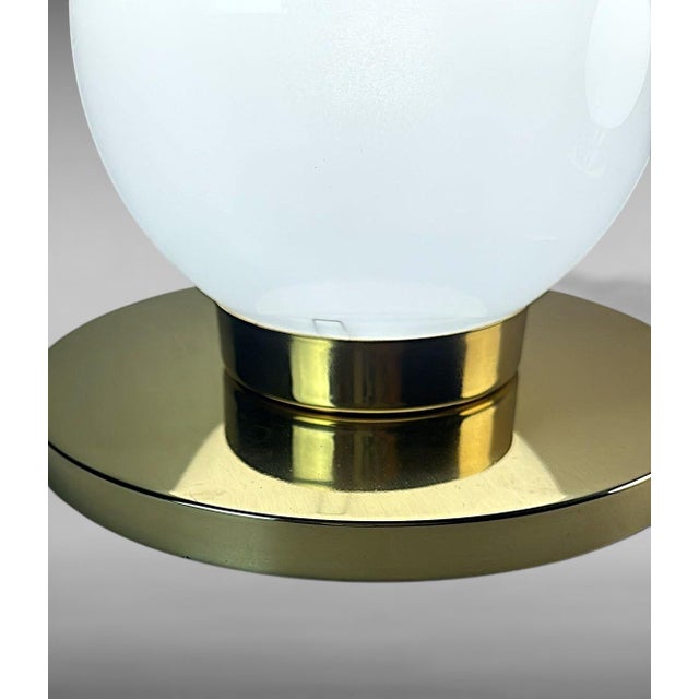 Brass Vintage Pair of Italian Lamps With Brass Bases and Opal Glass Shades For Sale - Image 8 of 16