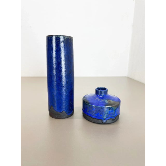 Blue Ceramic Studio Vase from Gerhard Liebenthron, Germany, 1970s, Set of 2 For Sale - Image 13 of 18