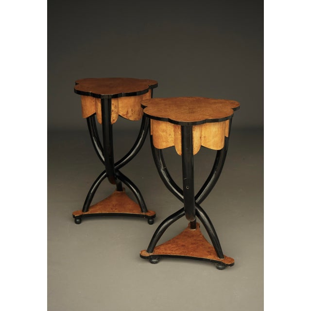 Italian Burl and Birch Wood Side Tables, 1950s, Set of 2 For Sale - Image 4 of 18