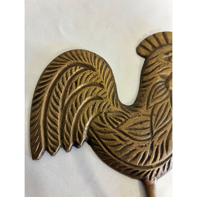 Vintage Brass Rooster Wall Hook For Sale - Image 4 of 6