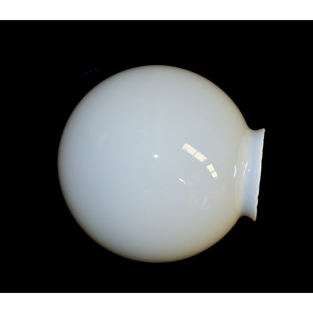 White Vintage French White Glass Globe Light Lamp Shade Modern Excellent For Sale - Image 8 of 11