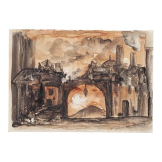 Rene Audebes, Landscape, Watercolor, Late 20th Century For Sale