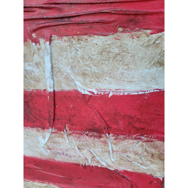 1980s Monumental Custom Made Hand Painted Draped Canvas Distressed American Flag Hope Wall Painting Art For Sale - Image 16 of 17