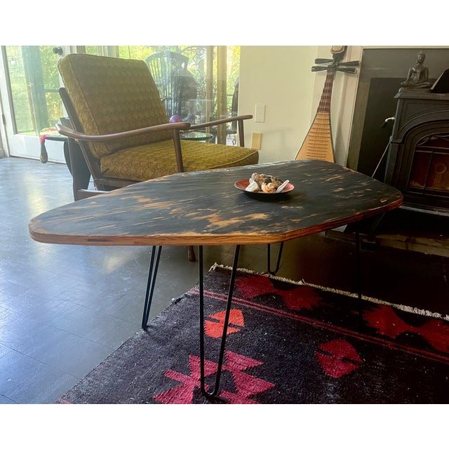 Industrial Coffee Table W/Hairpin Legs For Sale - Image 9 of 12